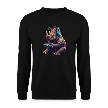 Rhino Gaming Jeux vidéo d’animaux Drôle Rhino - Sweat-shirt Unisexe - noir - Devant - Alina (178cm) & Michal (187cm)