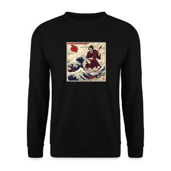 Samurai Teacher F Notes Tsunami Wave - Unisex Sweatshirt - black - Front - Alina (178cm) & Michal (187cm)