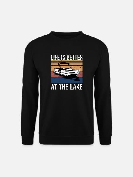 La vie est meilleure au Lake Pontoon Boat Gift - Sweat-shirt Unisexe - noir