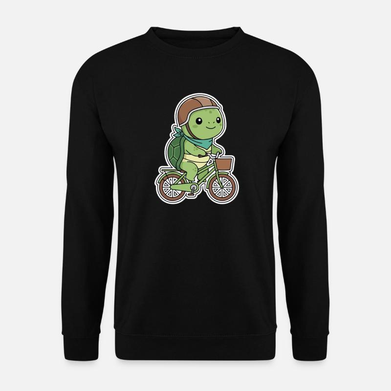 Grüne Schildkröte auf Fahrrad - Unisex Pullover - Schwarz