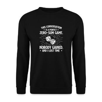 This Conversation Was A Perfect Zero Sum Game - Unisex Sweatshirt - black - Front - Alina (178cm) & Michal (187cm)