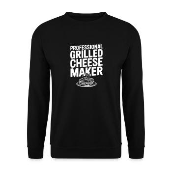 Professioneller Käsegegrillter - Unisex Pullover - Schwarz - Vorne - Alina (178cm) & Michal (187cm)