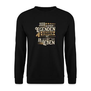 18 Geburtstag Legende Retro 2008 Geburtstag Party - Unisex Pullover - Schwarz - Vorne - Alina (178cm) & Michal (187cm)