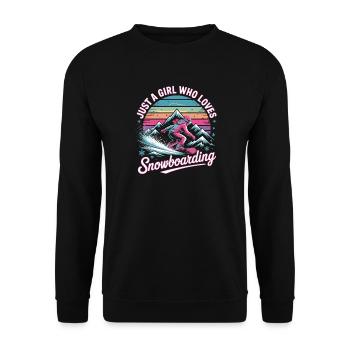Retro snowboarding: Girl loves the slopes - Unisex Sweatshirt - black - Front - Alina (178cm) & Michal (187cm)