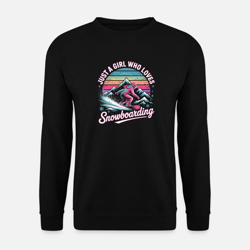 Retro Snowboarden: Mädchen liebt Piste - Unisex Pullover - Schwarz