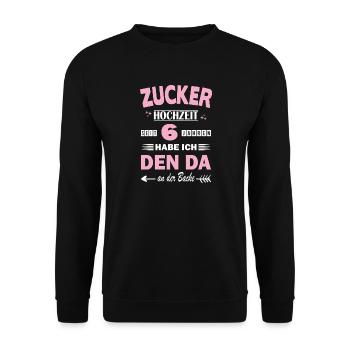 Mariage de sucre 6e anniversaire de mariage Épouse - Sweat-shirt Unisexe - noir - Devant - Alina (178cm) & Michal (187cm)