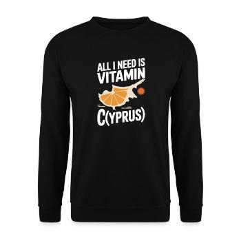 Chypre Tout ce dont j’ai besoin, c’est de vitamines Chypre Drapeau chypriote - Sweat-shirt Unisexe - noir - Devant - Alina (178cm) & Michal (187cm)