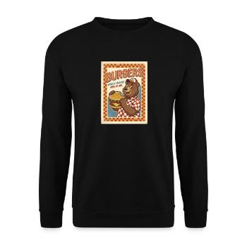 Burgers World Famous Open 24 Hrs Bears Diner - Unisex Sweatshirt - black - Front - Alina (178cm) & Michal (187cm)