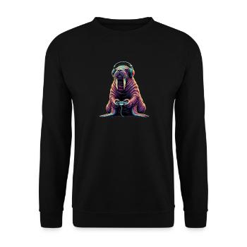Walrus Gaming Animaux Jeux vidéo Morse Drôle - Sweat-shirt Unisexe - noir - Devant - Alina (178cm) & Michal (187cm)