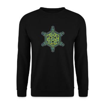 Fractal Evolution Yoga Meditation Festival Wear - Unisex Pullover - Schwarz - Vorne - Alina (178cm) & Michal (187cm)