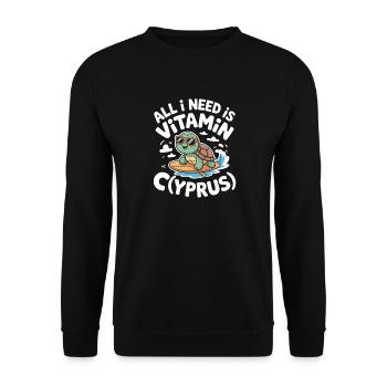 Zypern All I Need Is Vitamin Cyprus Zypern Flagge - Unisex Pullover - Schwarz - Vorne - Alina (178cm) & Michal (187cm)