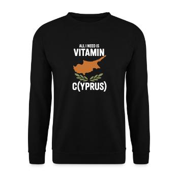 Chypre Tout ce dont j’ai besoin, c’est de vitamines Chypre Drapeau chypriote - Sweat-shirt Unisexe - noir - Devant - Alina (178cm) & Michal (187cm)