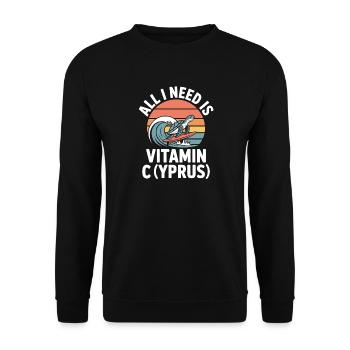 Chypre Tout ce dont j’ai besoin, c’est de vitamines Chypre Drapeau chypriote - Sweat-shirt Unisexe - noir - Devant - Alina (178cm) & Michal (187cm)