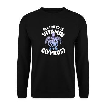 Chypre Tout ce dont j’ai besoin, c’est de vitamines Chypre Drapeau chypriote - Sweat-shirt Unisexe - noir - Devant - Alina (178cm) & Michal (187cm)