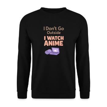 Anime-hausmensch Kuscheliger Weeb - Unisex Pullover - Schwarz - Vorne - Alina (178cm) & Michal (187cm)
