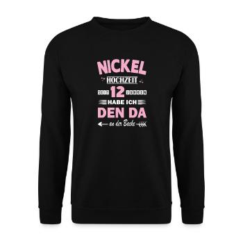 Nickel Mariage 12e anniversaire de mariage Épouse - Sweat-shirt Unisexe - noir - Devant - Alina (178cm) & Michal (187cm)