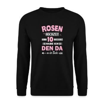 Mariage Rose 10e anniversaire de mariage épouse - Sweat-shirt Unisexe - noir - Devant - Alina (178cm) & Michal (187cm)