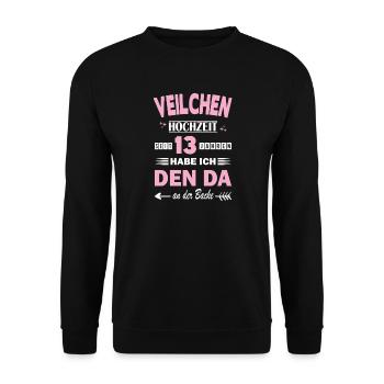 Mariage Violet 13e anniversaire de mariage épouse - Sweat-shirt Unisexe - noir - Devant - Alina (178cm) & Michal (187cm)