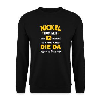 Nickel Wedding 12th Wedding Anniversary Anniversary Husband - Unisex Sweatshirt - black - Front - Alina (178cm) & Michal (187cm)