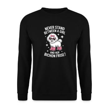 Expressions du Bichon Frisé Drôle : Don Bichon Frisé - Sweat-shirt Unisexe - noir - Devant - Alina (178cm) & Michal (187cm)