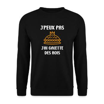 Humour galette des rois - Sweat-shirt Unisexe - noir - Devant - Alina (178cm) & Michal (187cm)