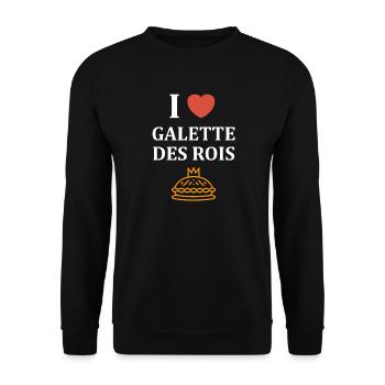 Humour galette des rois - Sweat-shirt Unisexe - noir - Devant - Alina (178cm) & Michal (187cm)