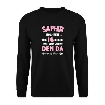 Sapphire Wedding 16th Wedding Anniversary Anniversary Wife - Unisex Sweatshirt - black - Front - Alina (178cm) & Michal (187cm)