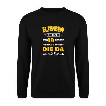 Mariage en ivoire 14e anniversaire de mariage mariage - Sweat-shirt Unisexe - noir - Devant - Alina (178cm) & Michal (187cm)