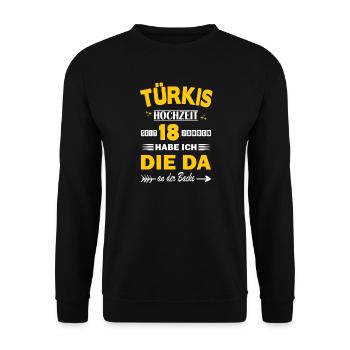 Turquoise Mariage 18e anniversaire de mariage Épouse - Sweat-shirt Unisexe - noir - Devant - Alina (178cm) & Michal (187cm)