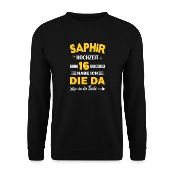 Sapphire Wedding 16th Wedding Anniversary Anniversary Husband - Unisex Sweatshirt - black - Front - Alina (178cm) & Michal (187cm)
