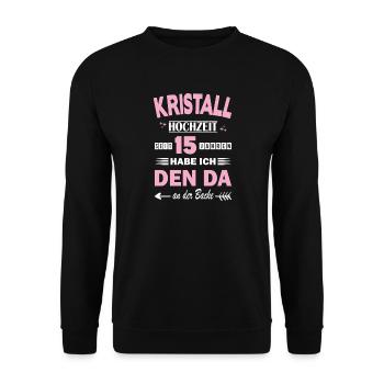 Mariage en cristal 15e anniversaire de mariage Épouse - Sweat-shirt Unisexe - noir - Devant - Alina (178cm) & Michal (187cm)
