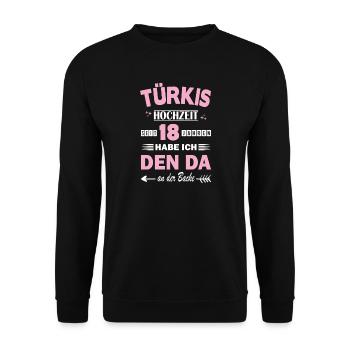 Turquoise Mariage 18e anniversaire de mariage Épouse - Sweat-shirt Unisexe - noir - Devant - Alina (178cm) & Michal (187cm)