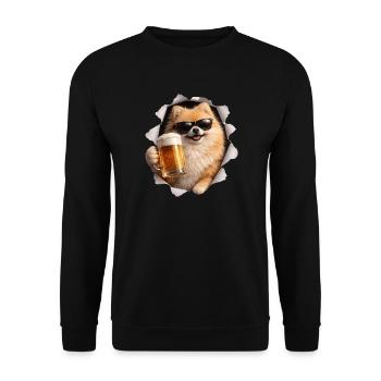 Zwergspitz Bier - Unisex Pullover - Schwarz - Vorne - Alina (178cm) & Michal (187cm)