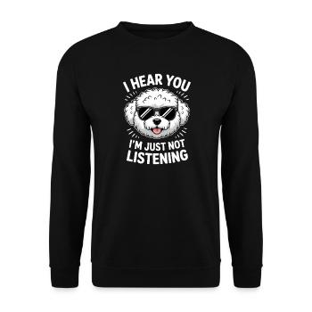 Expressions du Bichon Frisé Drôle : Don Bichon Frisé - Sweat-shirt Unisexe - noir - Devant - Alina (178cm) & Michal (187cm)