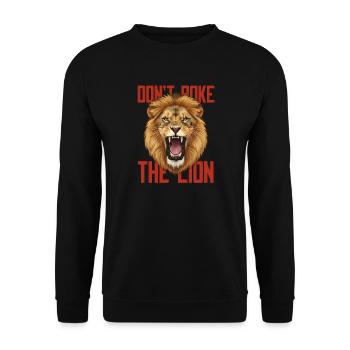 Don't Poke The Lion - Brüllender Löwe Design - Unisex Pullover - Schwarz - Vorne - Alina (178cm) & Michal (187cm)