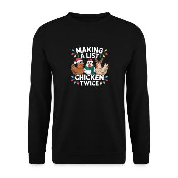 Faire une liste de poulets deux fois Lustiger Weihnachts - Sweat-shirt Unisexe - noir - Devant - Alina (178cm) & Michal (187cm)