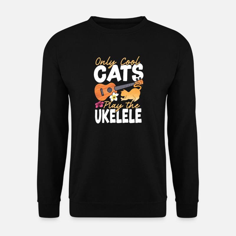 Hawaiian Ukulele Uke Cat Only Cool - Unisex Pullover - Schwarz