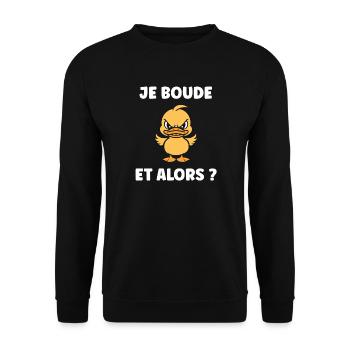 Ich ziehe um, na und? - Unisex Pullover - Schwarz - Vorne - Alina (178cm) & Michal (187cm)