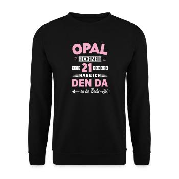 Opal Wedding 21 Wedding Anniversary Anniversary Wife - Unisex Sweatshirt - black - Front - Alina (178cm) & Michal (187cm)