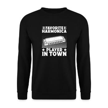 Musicien d’harmonica Musican préféré en ville - Sweat-shirt Unisexe - noir - Devant - Alina (178cm) & Michal (187cm)