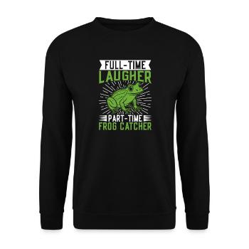 Frog Catcher Full-Time Laugher Frog - Unisex Pullover - Schwarz - Vorne - Alina (178cm) & Michal (187cm)