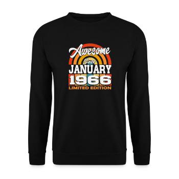 Janvier-1966-Vintage-Né-Anniversaire-Rétro -- - Sweat-shirt Unisexe - noir - Devant - Alina (178cm) & Michal (187cm)