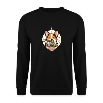 Corgi mignon mangeant de délicieuses nouilles ramen - Sweat-shirt Unisexe - noir - Devant - Alina (178cm) & Michal (187cm)