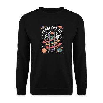 Départ dans l’espace, fête d’anniversaire des enfants - Sweat-shirt Unisexe - noir - Devant - Alina (178cm) & Michal (187cm)