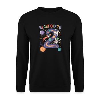 Départ dans l’espace, fête d’anniversaire des enfants pour 2e anniversaire - Sweat-shirt Unisexe - noir - Devant - Alina (178cm) & Michal (187cm)