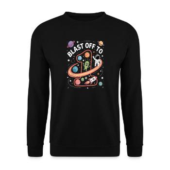 Départ dans l’espace, fête d’anniversaire des enfants - Sweat-shirt Unisexe - noir - Devant - Alina (178cm) & Michal (187cm)