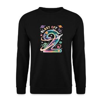 Départ dans l’espace, fête d’anniversaire des enfants pour 2e anniversaire - Sweat-shirt Unisexe - noir - Devant - Alina (178cm) & Michal (187cm)