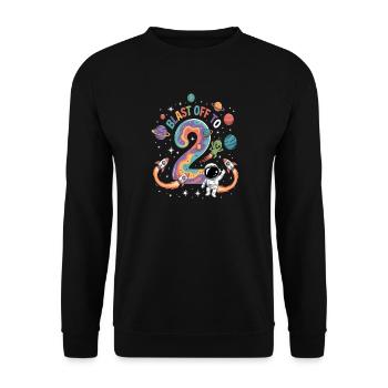 Départ dans l’espace, fête d’anniversaire des enfants pour 2e anniversaire - Sweat-shirt Unisexe - noir - Devant - Alina (178cm) & Michal (187cm)