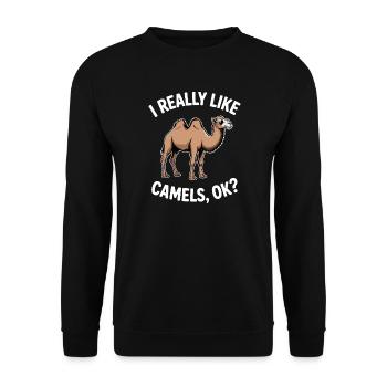 Kamele Spruch Lustiges Kamele Geschenk - Unisex Pullover - Schwarz - Vorne - Alina (178cm) & Michal (187cm)