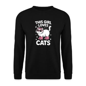 Katzen Spruch Lustiges Katzen Geschenk - Unisex Pullover - Schwarz - Vorne - Alina (178cm) & Michal (187cm)
